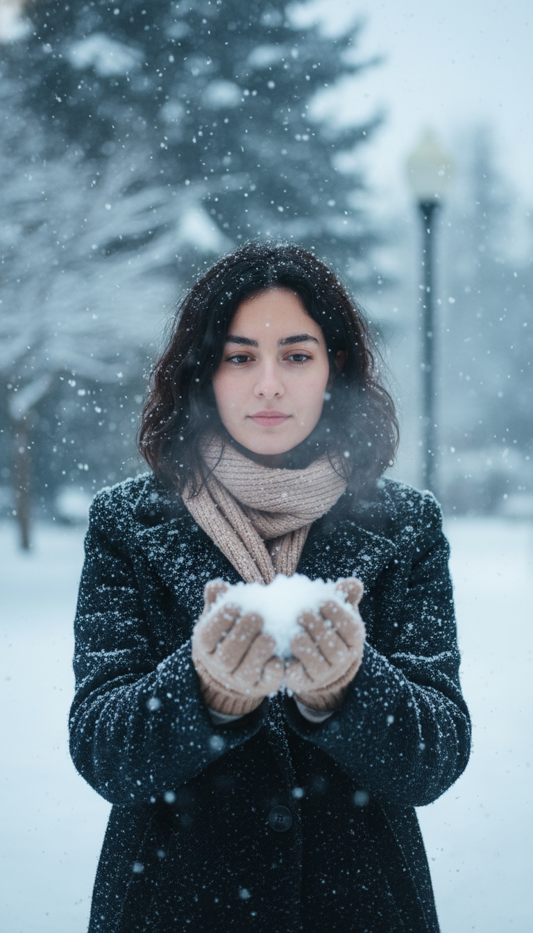 پرامپت پرتره زمستانی در فضای باز
